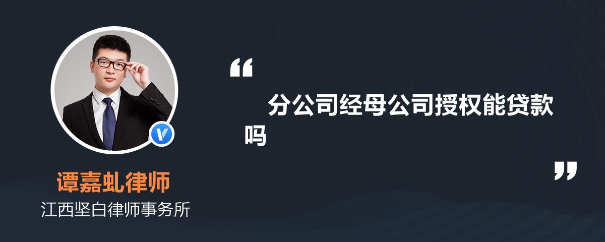 分公司经母公司授权能贷款吗