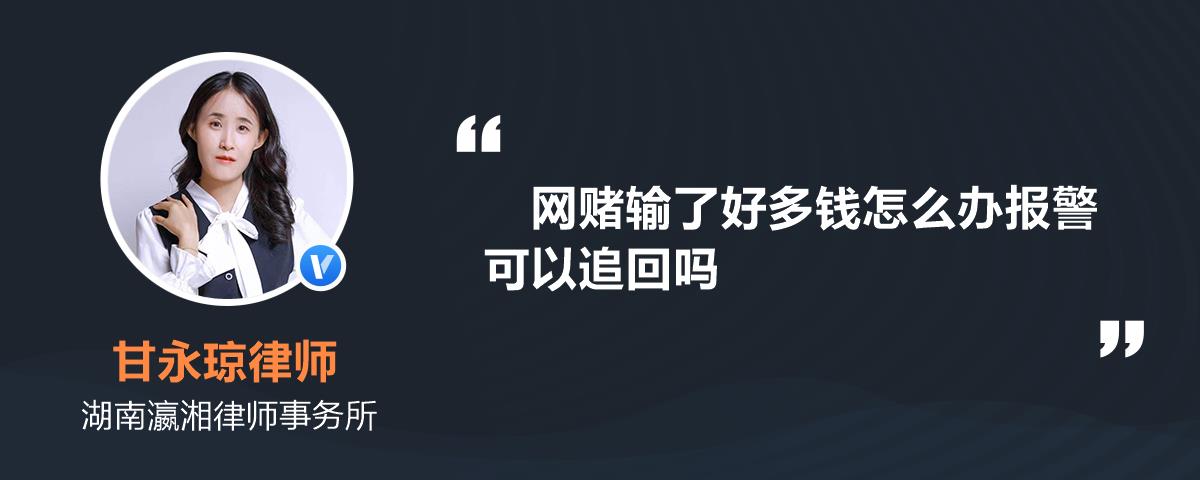 網賭輸了好多錢怎麼辦報警可以追回嗎