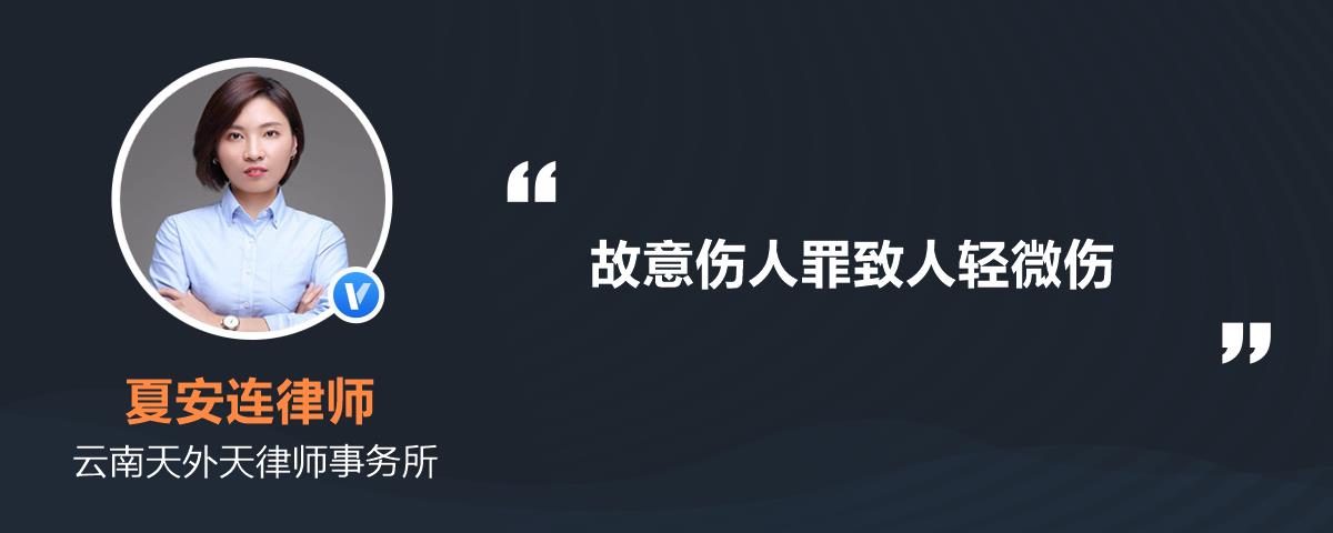 故意伤人罪致人轻微伤_夏安连律师精选解答-律图